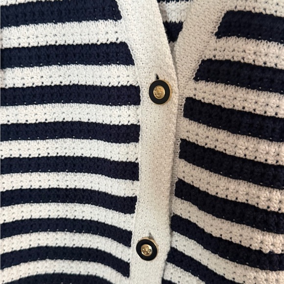 J. Crew Navy and White Striped Cardigan Women’s Large Coastal - Picture 4 of 6